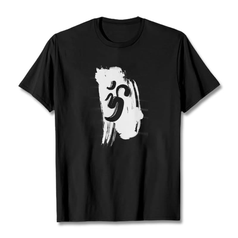 Buddha Stones OM Ink Background Cotton Tee T-shirt - Black - 2XL - image 0