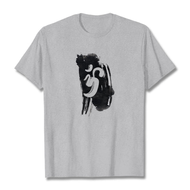 Buddha Stones OM Ink Background Cotton Tee T-shirt - LightGrey - 2XL - image 19