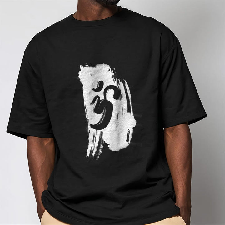 Buddha Stones OM Ink Background Cotton Tee T-shirt - image 2