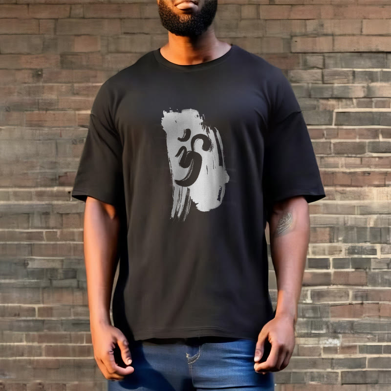 Buddha Stones OM Ink Background Cotton Tee T-shirt - image 3