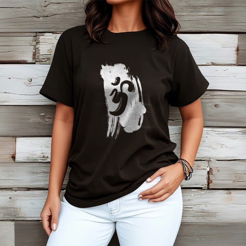 Buddha Stones OM Ink Background Cotton Tee T-shirt - image 1