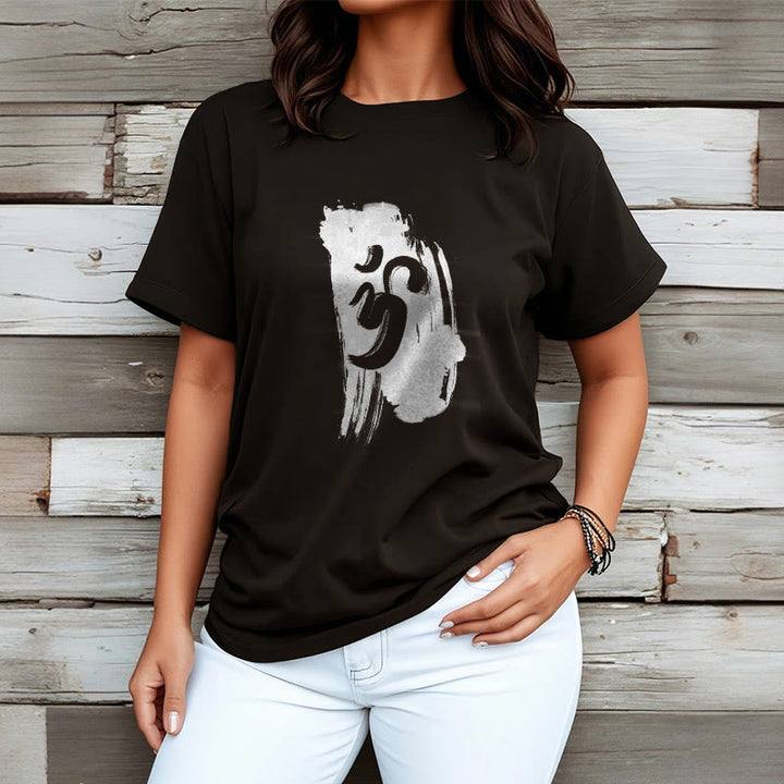 Buddha Stones OM Ink Background Cotton Tee T-shirt - image 1