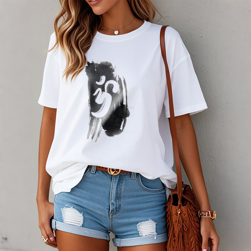 Buddha Stones OM Ink Background Cotton Tee T-shirt - image 6