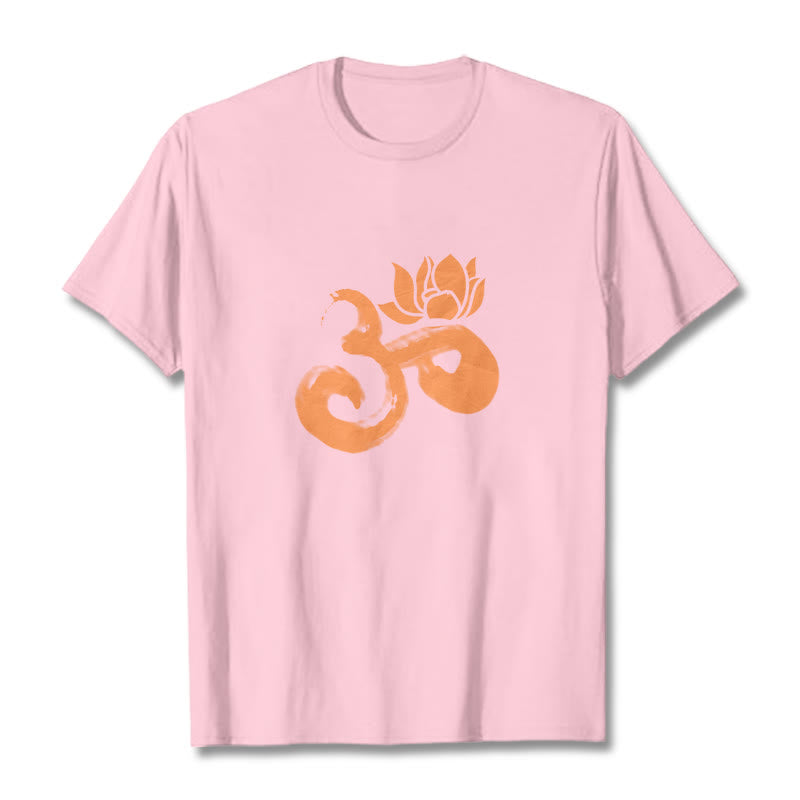 Buddha Stones OM Lotus Flower Cotton Tee T-shirt - LightPink - 2XL - image 12