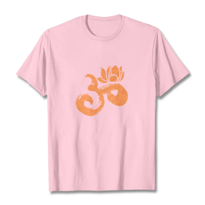 Buddha Stones OM Lotus Flower Cotton Tee T-shirt - LightPink - 2XL - image 12