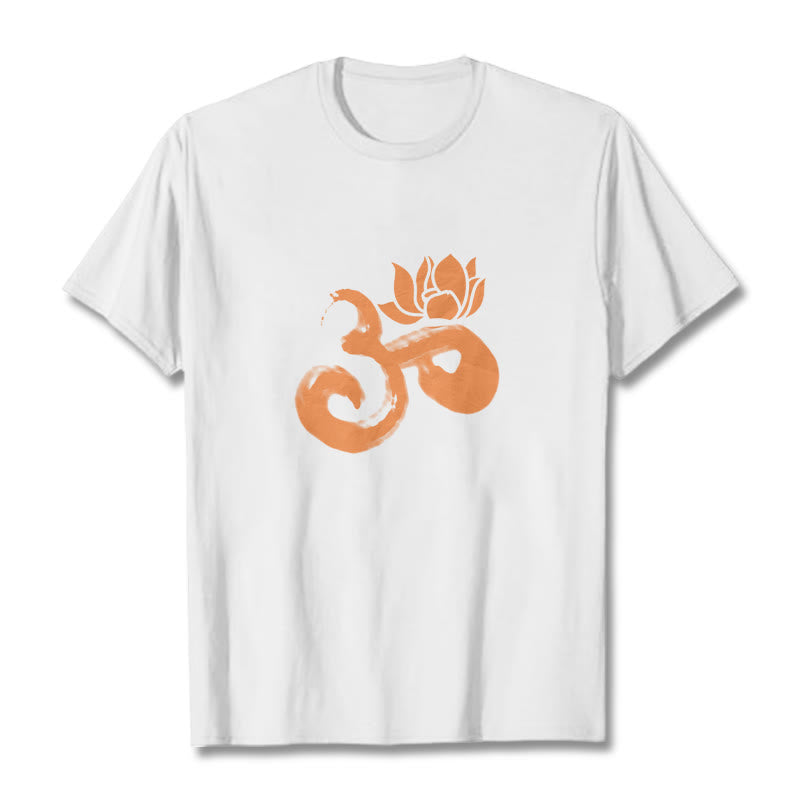 Buddha Stones OM Lotus Flower Cotton Tee T-shirt - White - 2XL - image 3