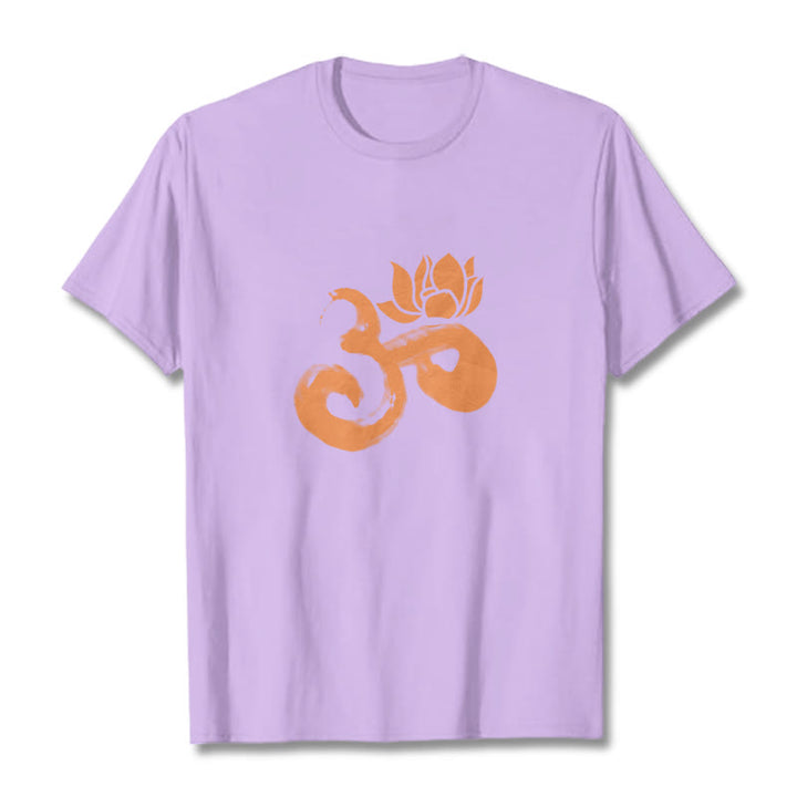 Buddha Stones OM Lotus Flower Cotton Tee T-shirt - Plum - 2XL - image 16