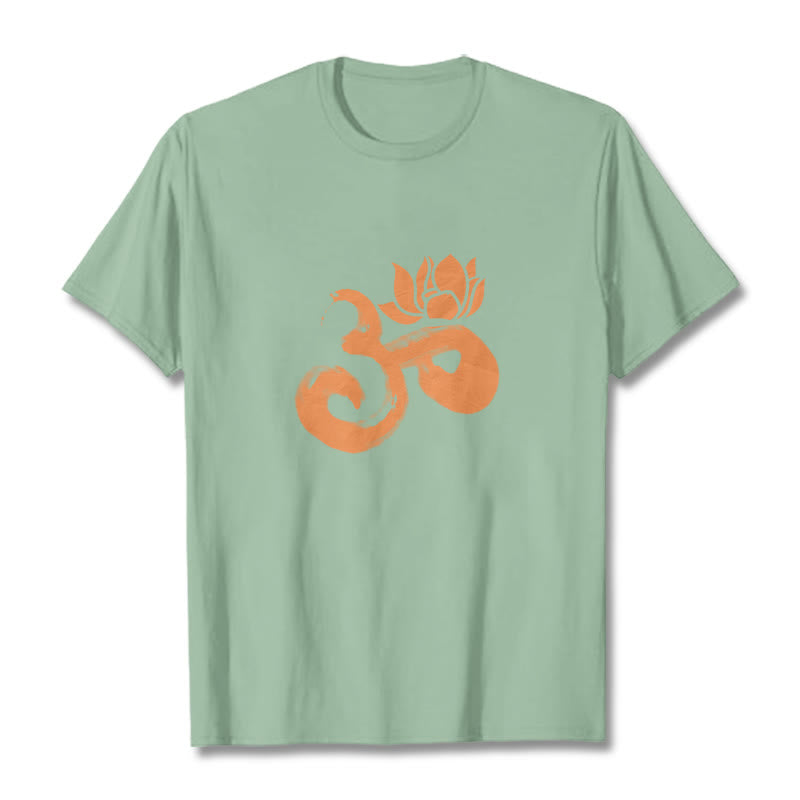 Buddha Stones OM Lotus Flower Cotton Tee T-shirt - PaleGreen - 2XL - image 14