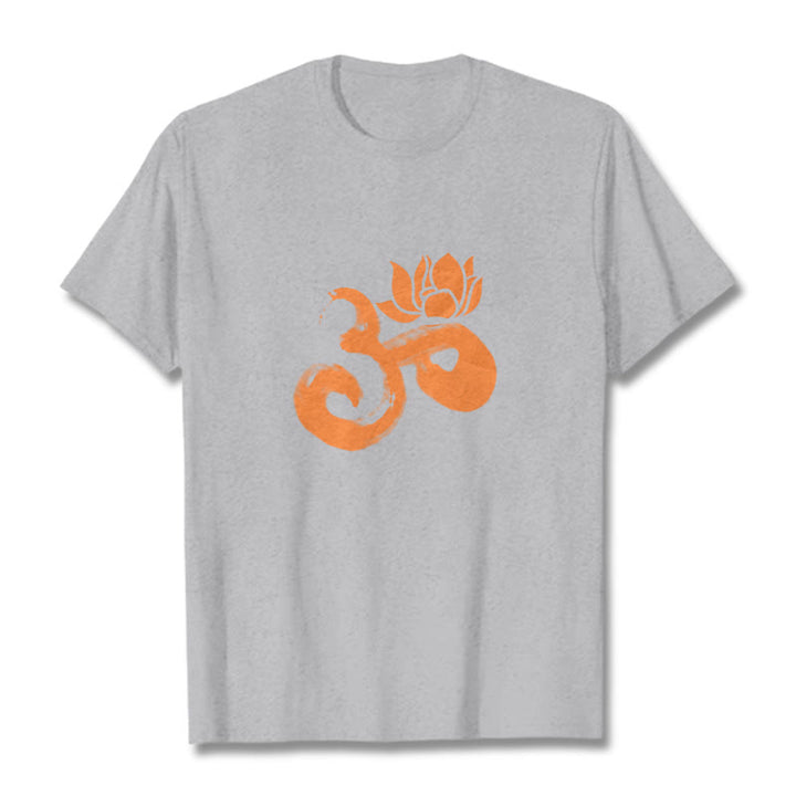 Buddha Stones OM Lotus Flower Cotton Tee T-shirt - LightGrey - 2XL - image 19