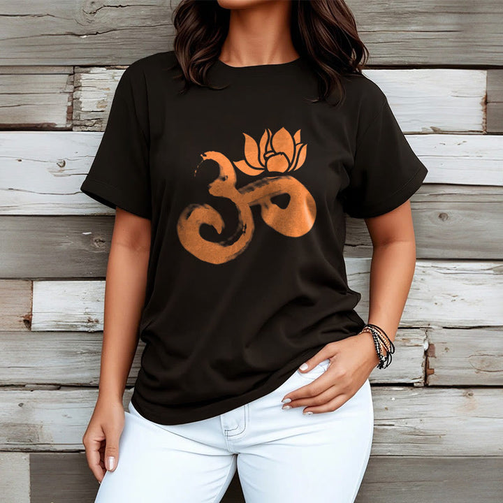 Buddha Stones OM Lotus Flower Cotton Tee T-shirt - image 7