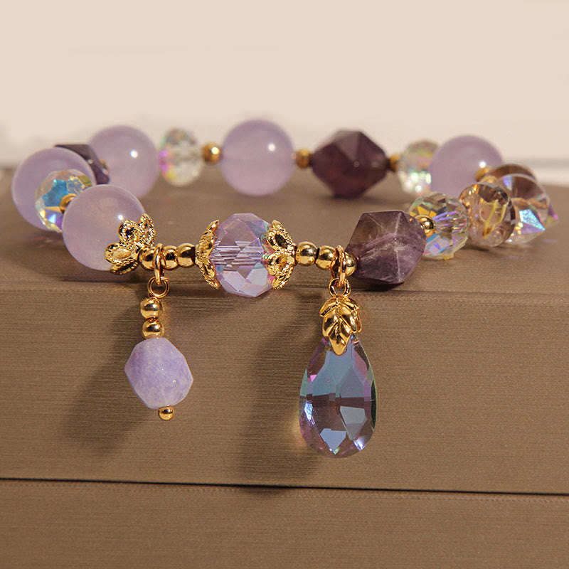 Buddha Stones Amethyst White Crystal Drop Meditation Bracelet - Amethyst White Crystal(Wrist Circumference: 14-16cm) - image 0