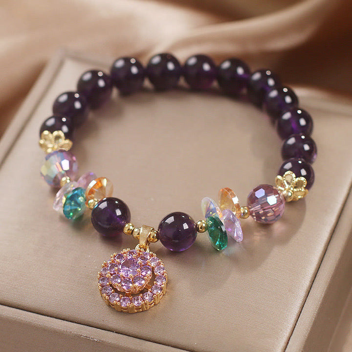 Buddha Stones Amethyst Green Crystal Citrine White Crystal Spiritual Awareness Bracelet - image 2