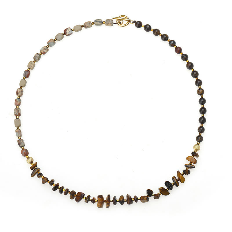 Buddha Stones Bronzite Emperor Stone Tiger Eye Determination Triple Wrap Bracelet - image 10