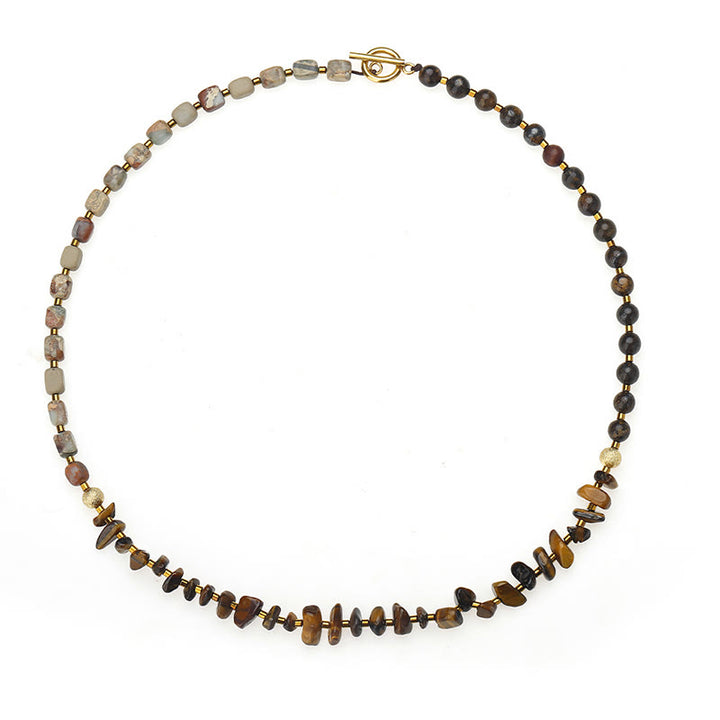 Buddha Stones Bronzite Emperor Stone Tiger Eye Determination Triple Wrap Bracelet - image 10