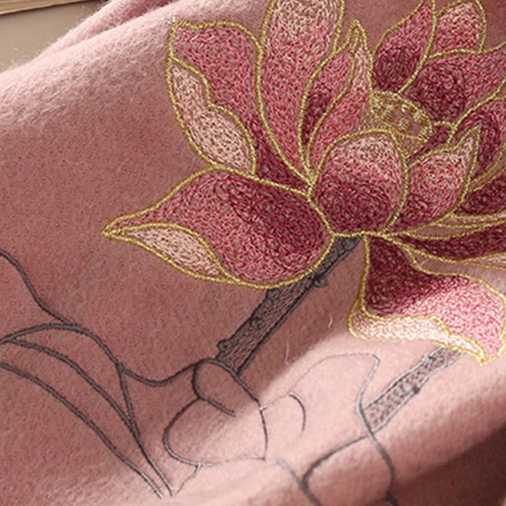 Buddha Stones Wool Shawl Lotus Embroidery Tassel Winter Cozy Travel Scarf Wrap - image 7