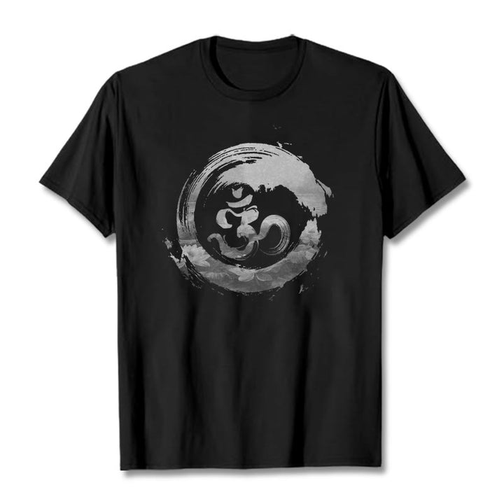 Buddha Stones Om Lotus Cotton Tee T-shirt - Black - 2XL - image 0