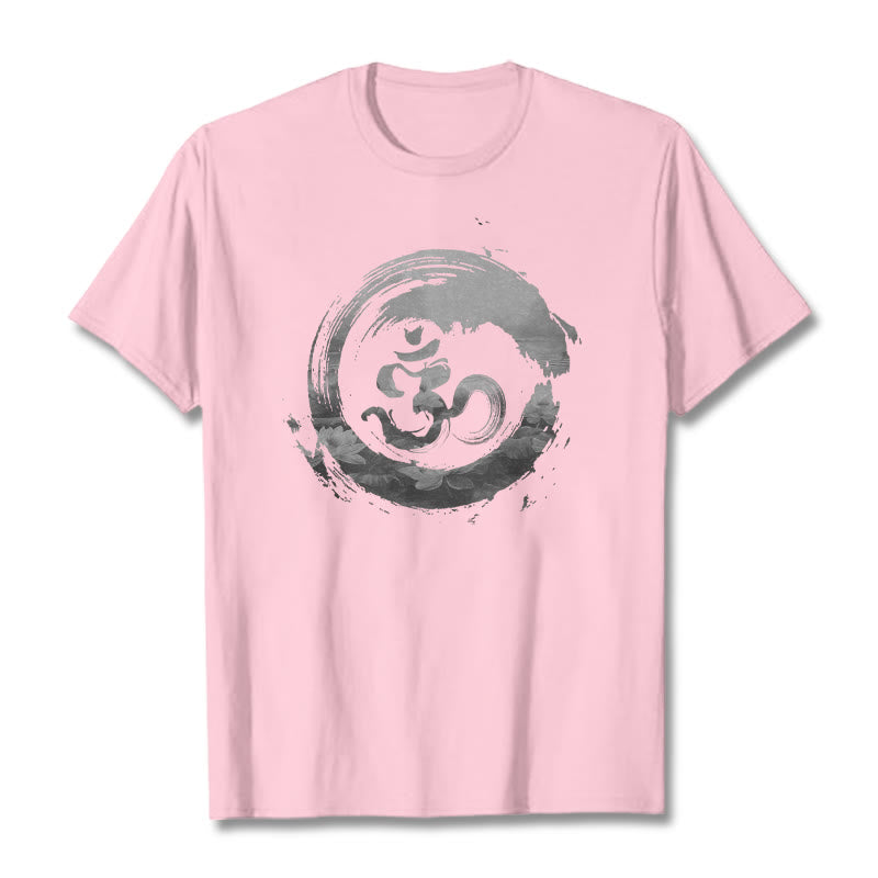Buddha Stones Om Lotus Cotton Tee T-shirt - LightPink - 2XL - image 15