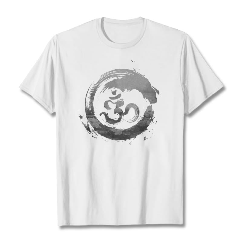 Buddha Stones Om Lotus Cotton Tee T-shirt - White - 2XL - image 5