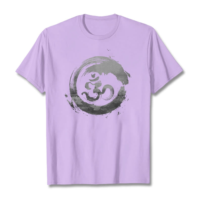 Buddha Stones Om Lotus Cotton Tee T-shirt - Plum - 2XL - image 13