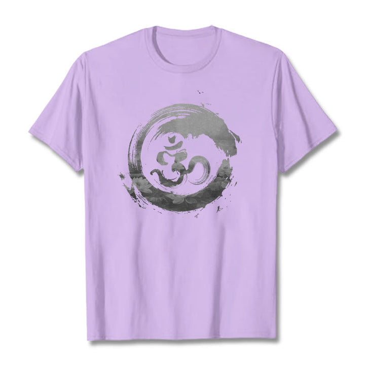 Buddha Stones Om Lotus Cotton Tee T-shirt - Plum - 2XL - image 13