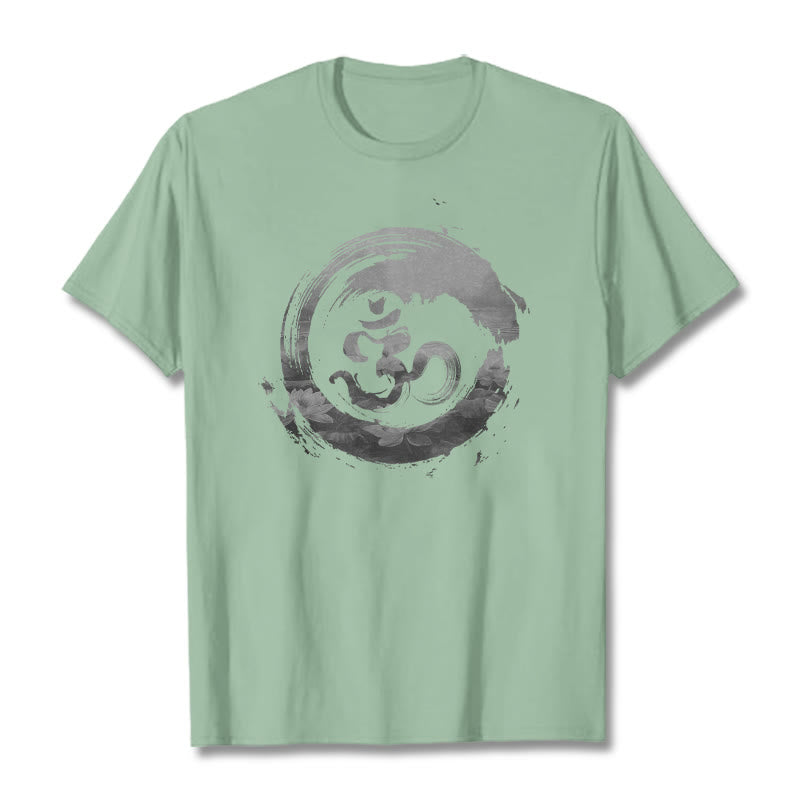Buddha Stones Om Lotus Cotton Tee T-shirt - PaleGreen - 2XL - image 17