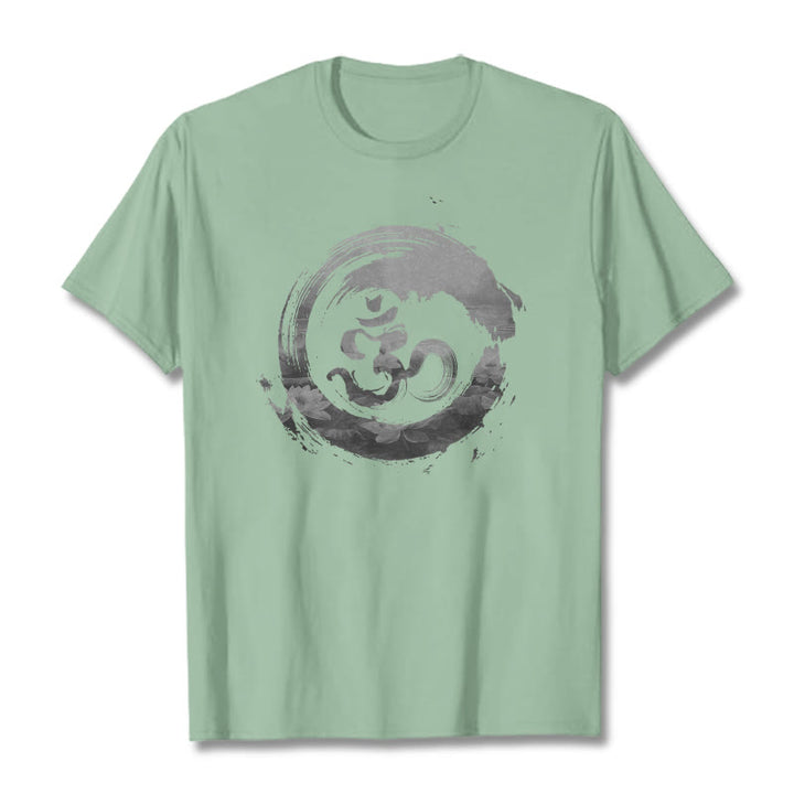Buddha Stones Om Lotus Cotton Tee T-shirt - PaleGreen - 2XL - image 17