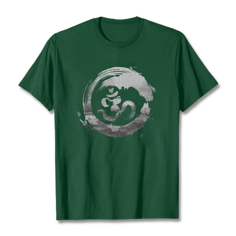 Buddha Stones Om Lotus Cotton Tee T-shirt - ForestGreen - 2XL - image 8