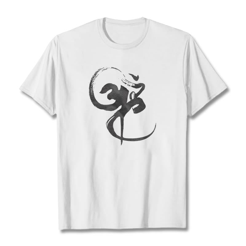 Buddha Stones Om Design Cotton Tee T-shirt - White - 2XL - image 5