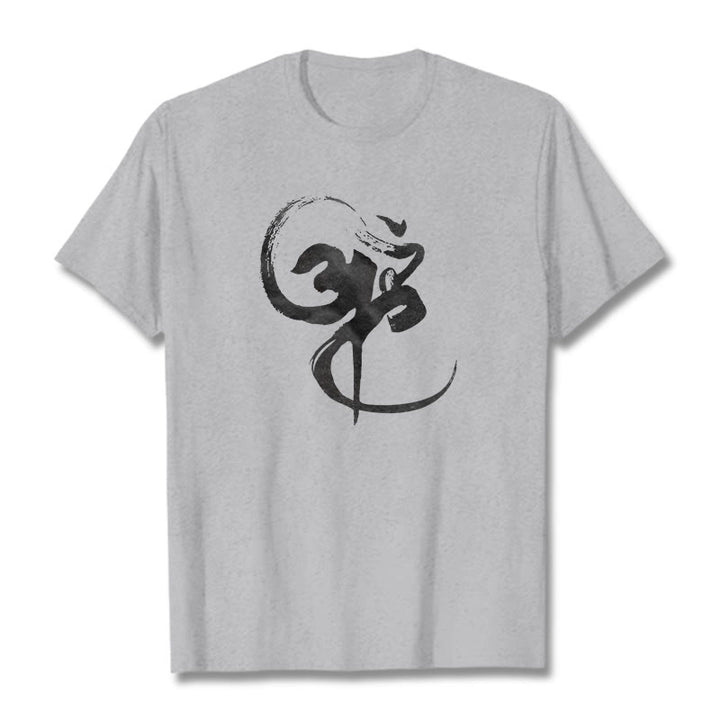 Buddha Stones Om Design Cotton Tee T-shirt - LightGrey - 2XL - image 19