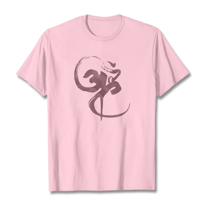 Buddha Stones Om Design Cotton Tee T-shirt - LightPink - 2XL - image 15