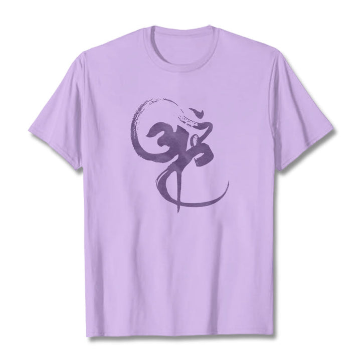 Buddha Stones Om Design Cotton Tee T-shirt - Plum - 2XL - image 13