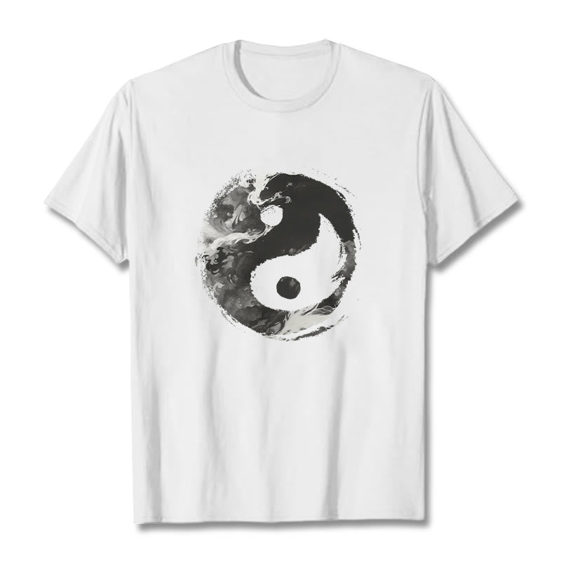 Buddha Stones Yin Yang Cotton Tee T-shirt - White - 2XL - image 0