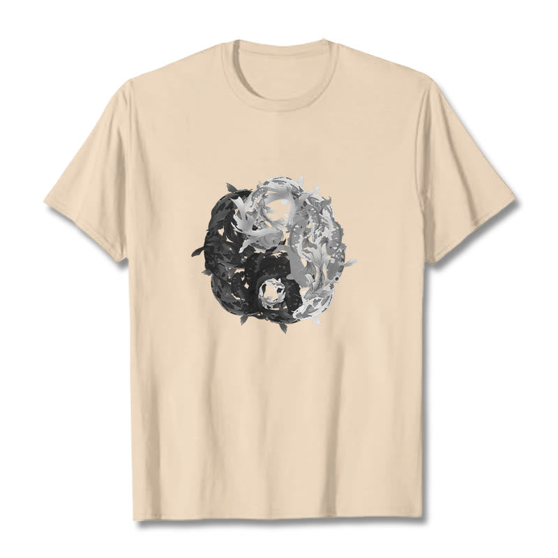 Buddha Stones Yin Yang Koi Fish Combination Cotton Tee T-shirt - Bisque - 2XL - image 12