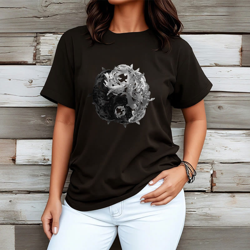 Buddha Stones Yin Yang Koi Fish Combination Cotton Tee T-shirt - image 5