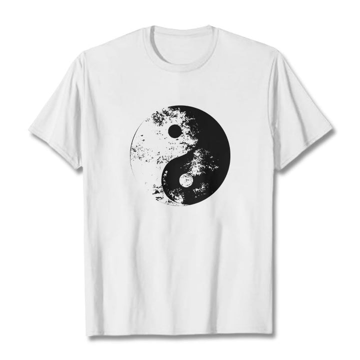 Buddha Stones Yin Yang Tai Chi Pattern Cotton Tee T-shirt - White - 2XL - image 0
