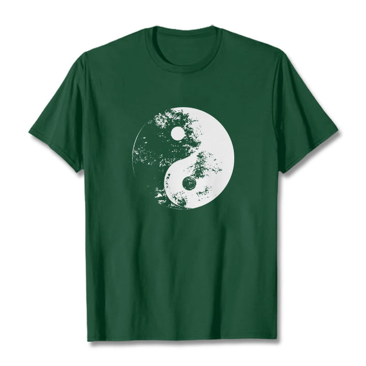 Buddha Stones Yin Yang Tai Chi Pattern Cotton Tee T-shirt - ForestGreen - 2XL - image 8