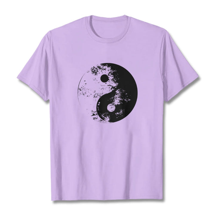 Buddha Stones Yin Yang Tai Chi Pattern Cotton Tee T-shirt - Plum - 2XL - image 16