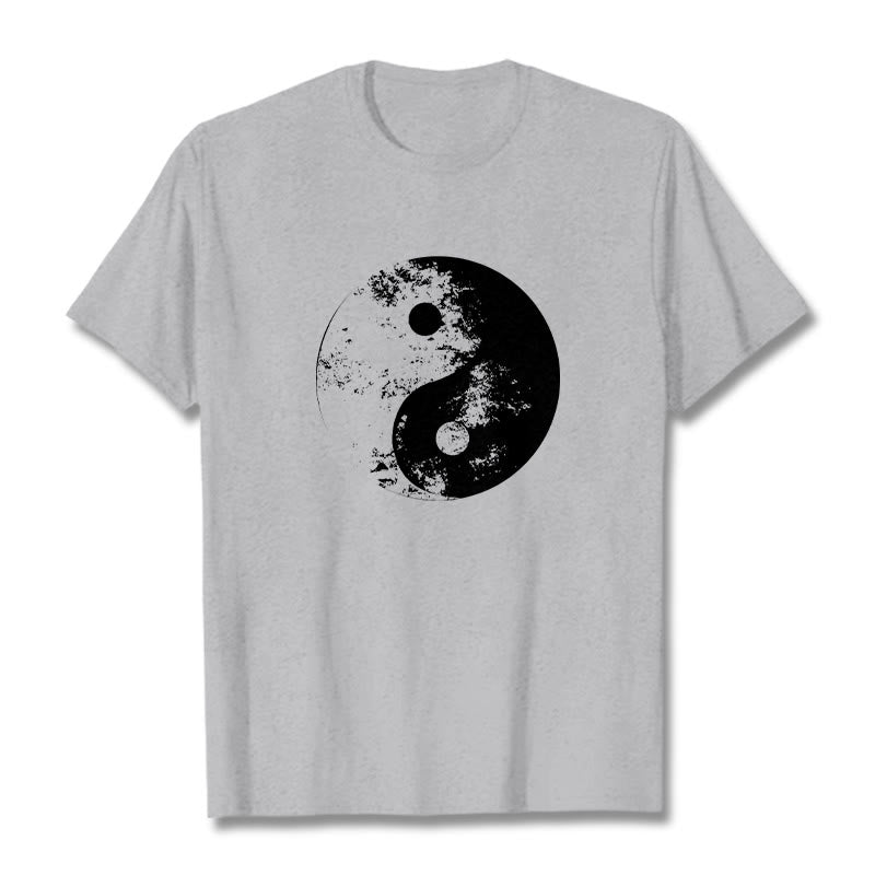 Buddha Stones Yin Yang Tai Chi Pattern Cotton Tee T-shirt - LightGrey - 2XL - image 10