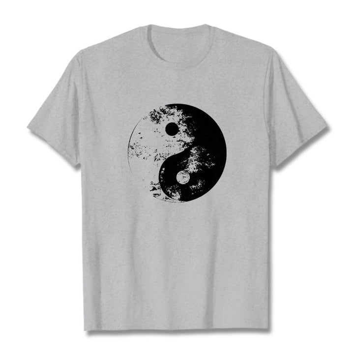 Buddha Stones Yin Yang Tai Chi Pattern Cotton Tee T-shirt - LightGrey - 2XL - image 10