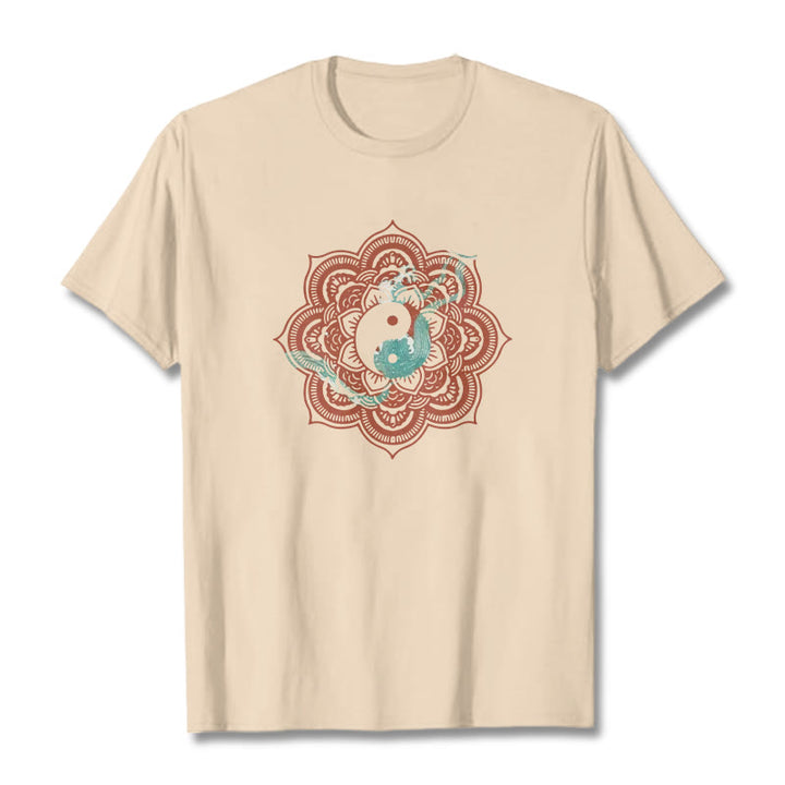 Buddha Stones Mandala Yin Yang Cotton Tee T-shirt - Bisque - 2XL - image 18
