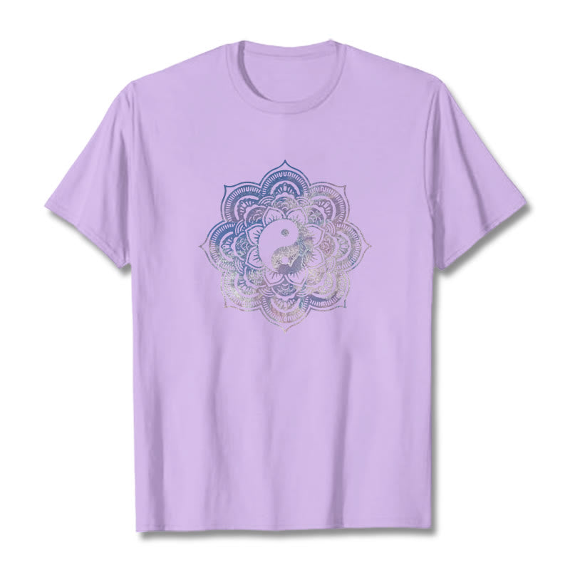 Buddha Stones Mandala Yin Yang Cotton Tee T-shirt - Plum - 2XL - image 2