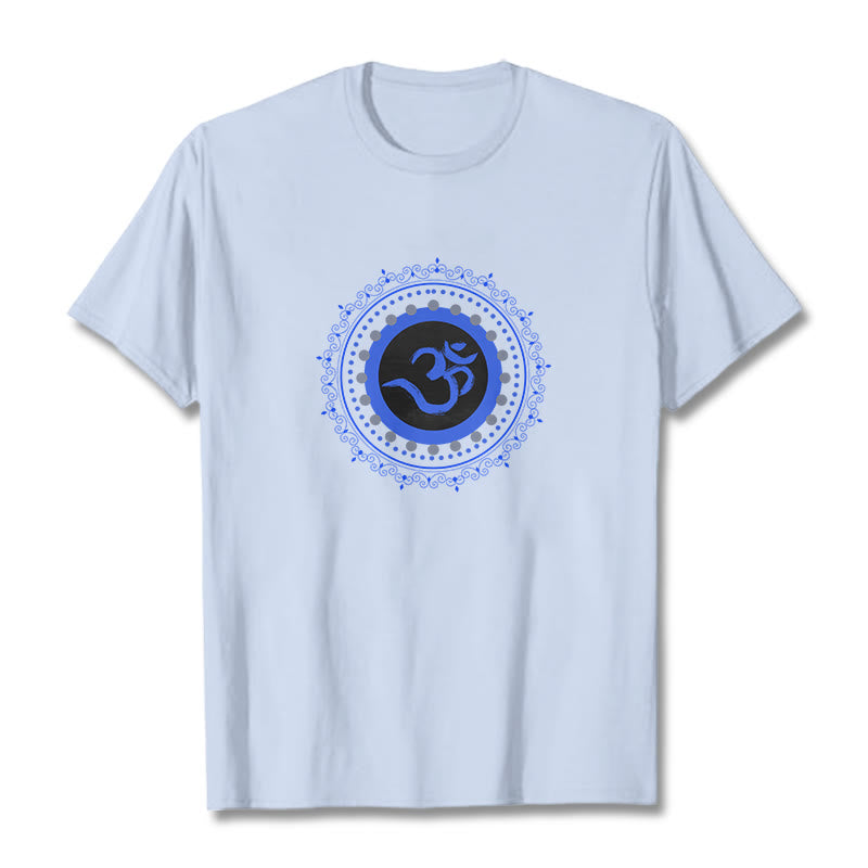 Buddha Stones Om Mandala Pattern Cotton Tee T-shirt - LightCyan - 2XL - image 10