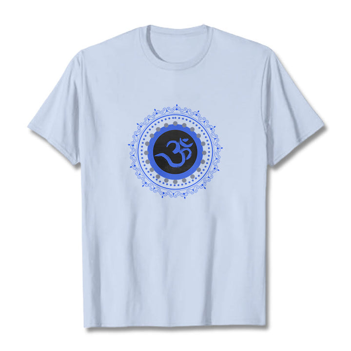 Buddha Stones Om Mandala Pattern Cotton Tee T-shirt - LightCyan - 2XL - image 10