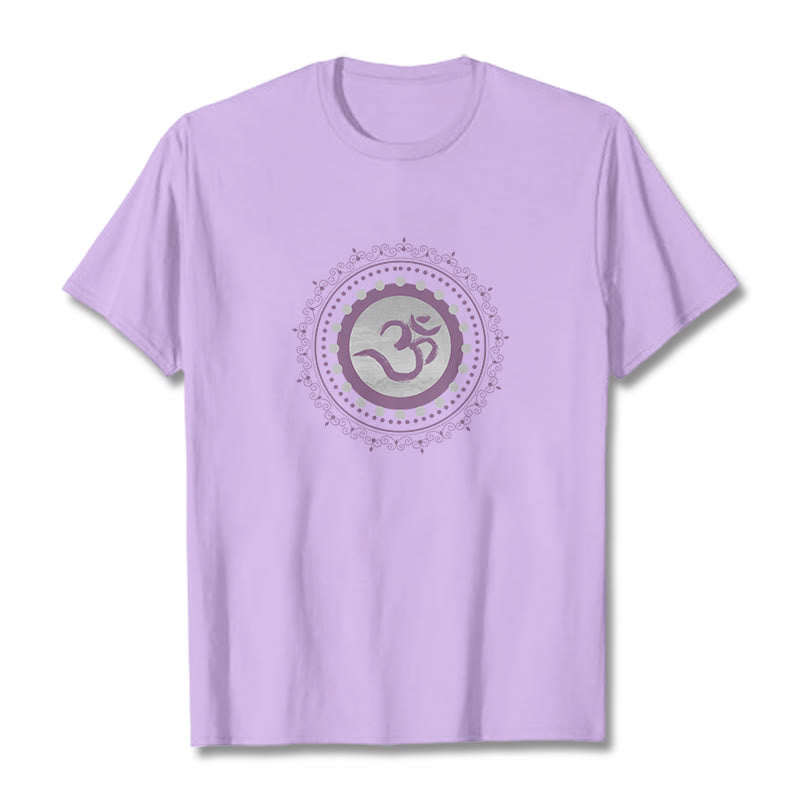 Buddha Stones Om Mandala Pattern Cotton Tee T-shirt - Plum - 2XL - image 8