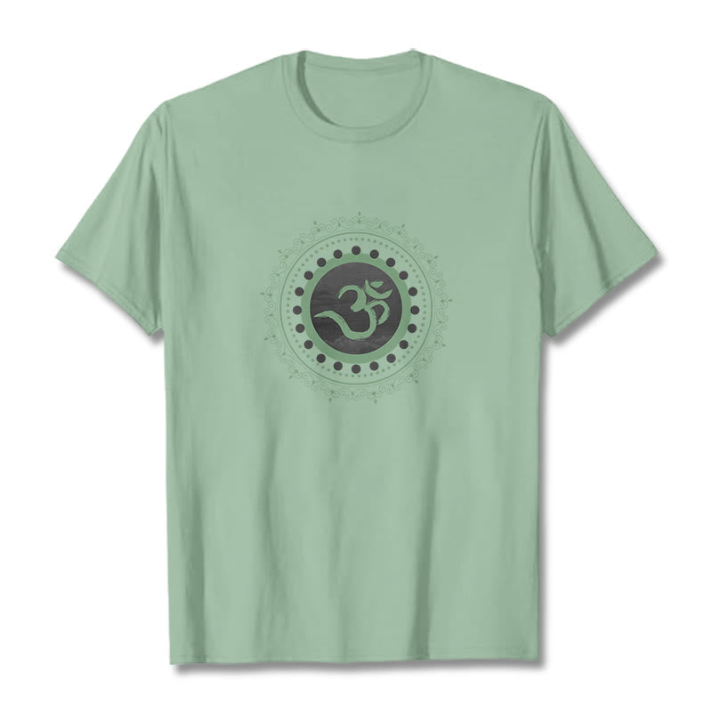 Buddha Stones Om Mandala Pattern Cotton Tee T-shirt - PaleGreen - 2XL - image 18