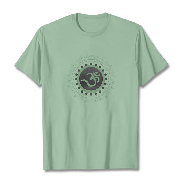 Buddha Stones Om Mandala Pattern Cotton Tee T-shirt - PaleGreen - 2XL - image 18