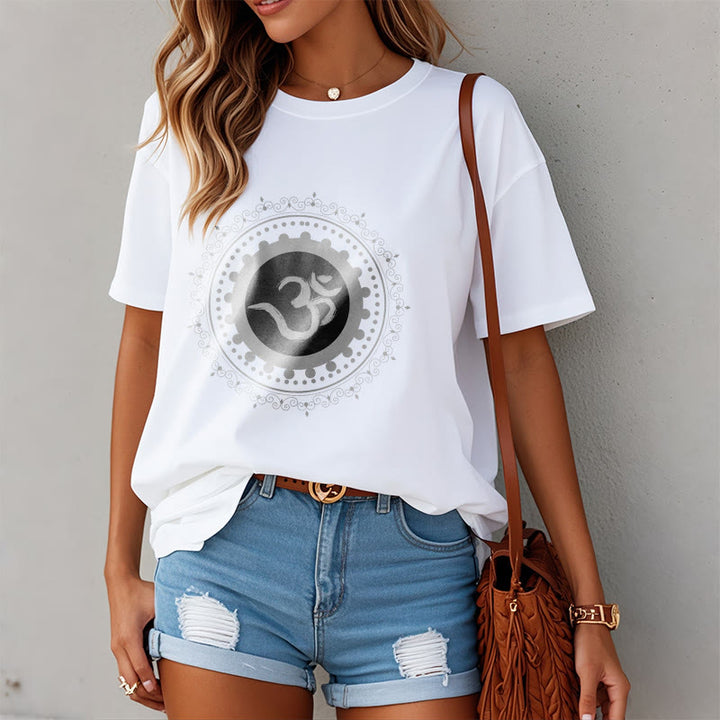 Buddha Stones Om Mandala Pattern Cotton Tee T-shirt - image 1