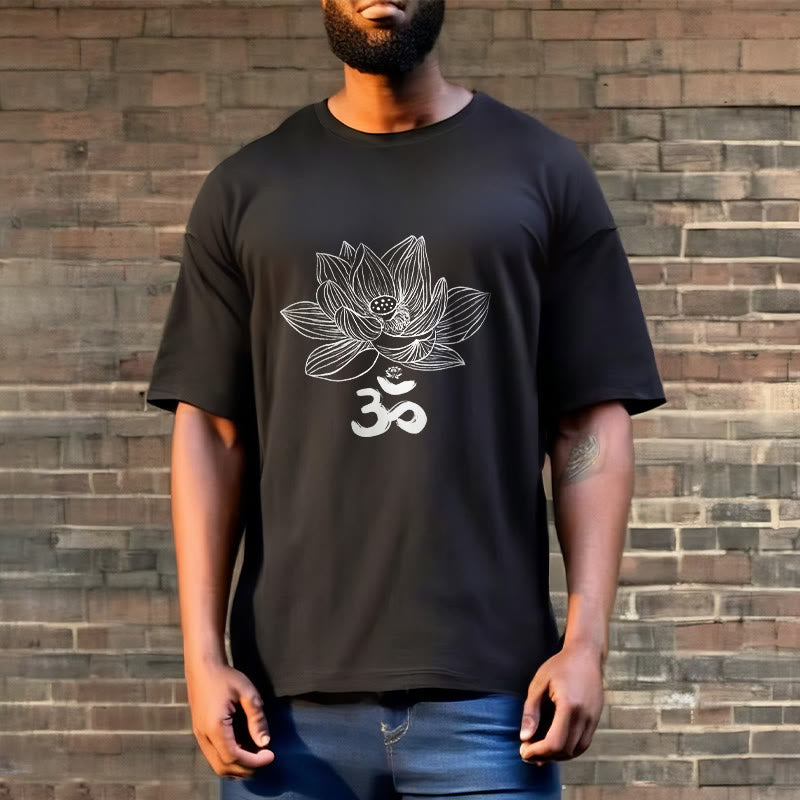 Buddha Stones Om Lotus Sketch Cotton Tee T-shirt - image 3