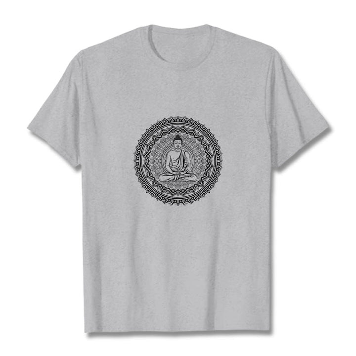 Buddha Stones Mandala Buddha Cotton Tee T-shirt - LightGrey - 2XL - image 14