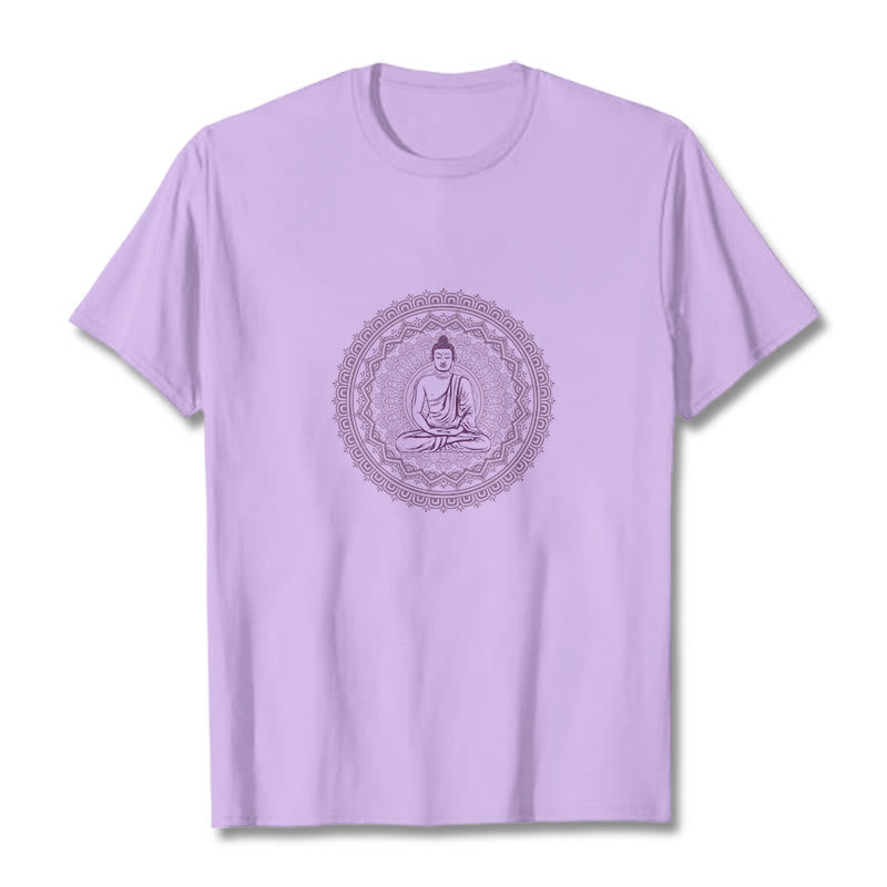 Buddha Stones Mandala Buddha Cotton Tee T-shirt - Plum - 2XL - image 2